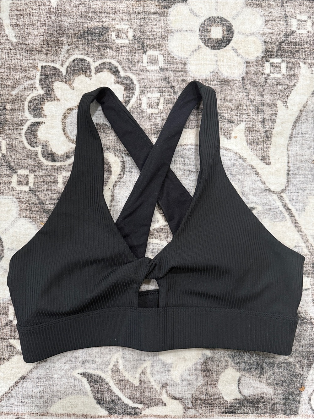 Fabletics Black Ribbed Cross-Back Bralette